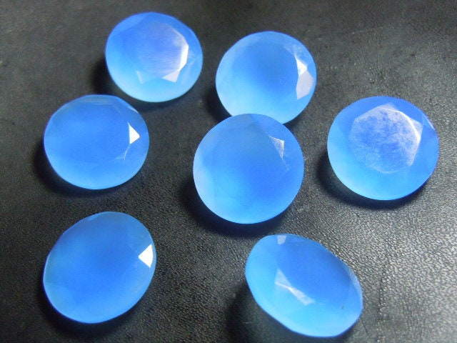 Natural Blue Chalcedony Round Cut Gemstones 16x16mm For Jewelry Making