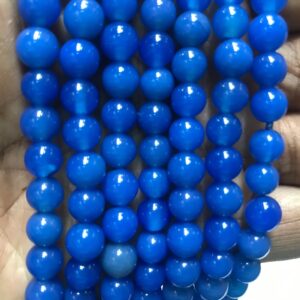 Heated Blue chalcedony 6mm 1mm Hole /6mm Blue chalcedony Beads/Round Shape Blue chalcedony With 1mm Hole/Blue Chalcedony //15”Line//Heated/
