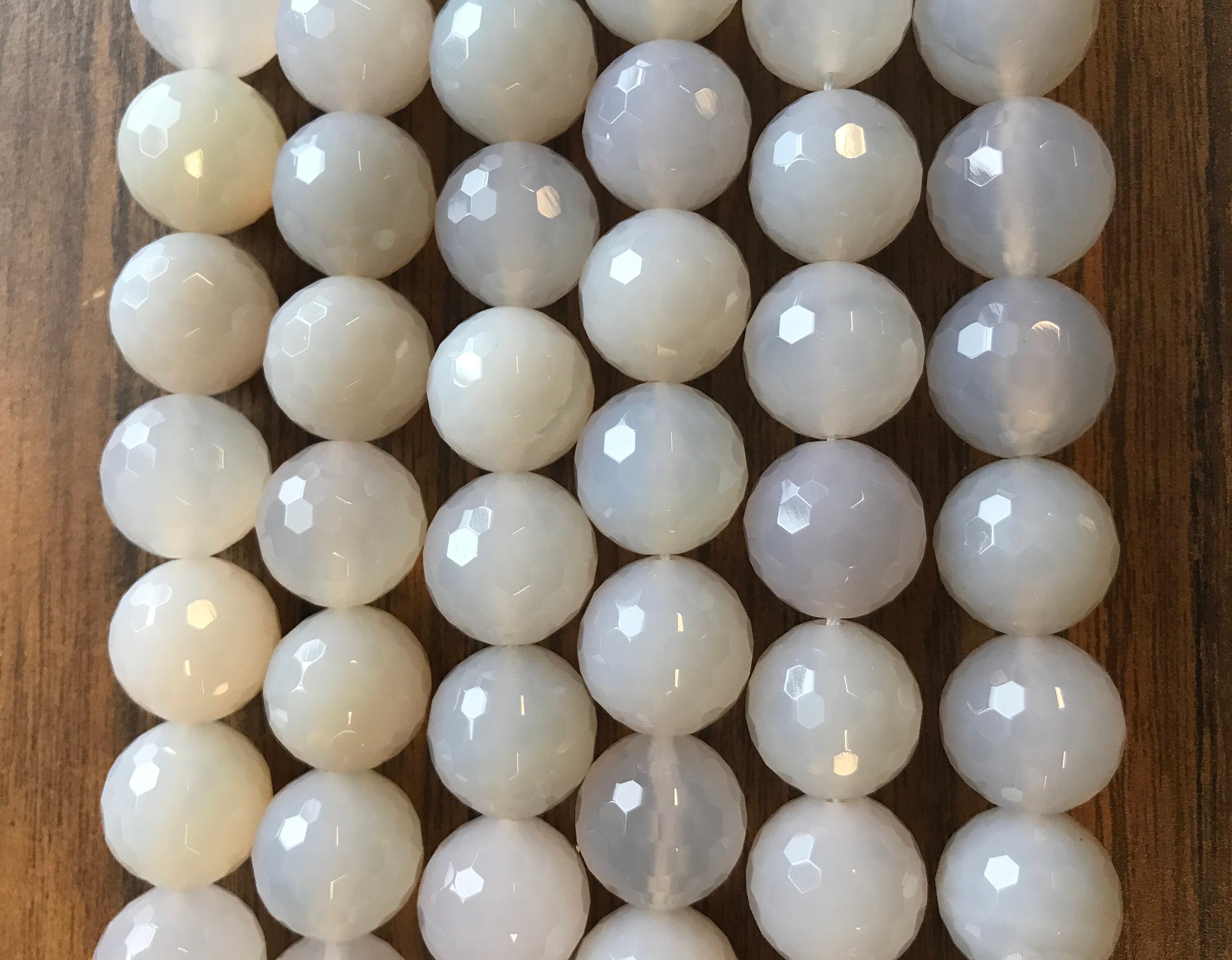 Natural Blue Chalcedony 16mm Round Gemstone Beads--15.5 Inch Strand