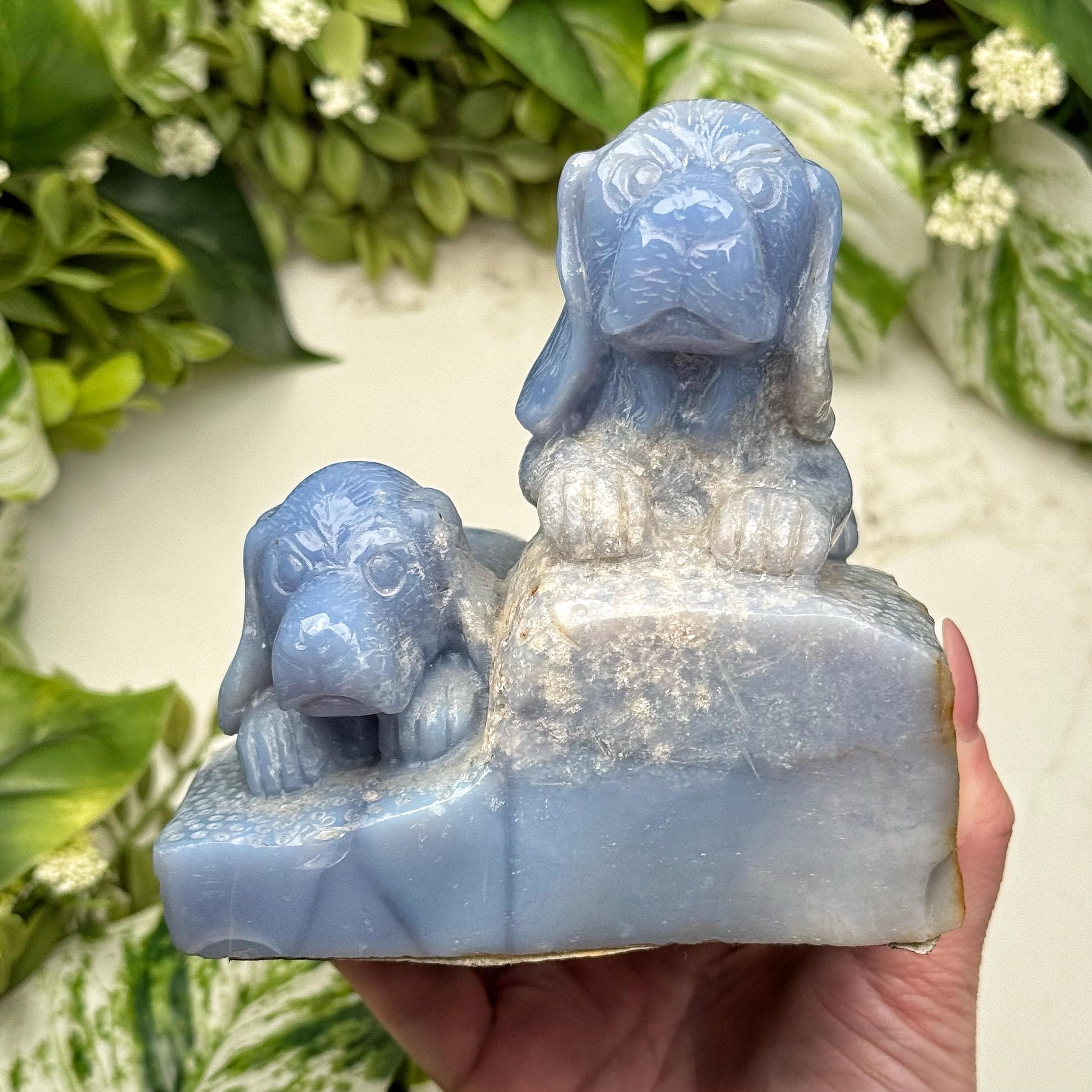 Blue Chalcedony Dog | 38 Oz | - #s34 (polished Crystal Carving, Throat Chakra, Peace) Blue Chalcedony Dog | 38 Oz | - #s34 (polished Crystal Carving, Throat Chakra, Peace)