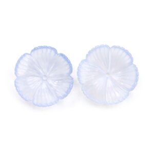 Blue Chalcedony Flower Carving Loose Gemstone, 29x29 Mm, Chalcedony Jewelry Making Flower Gemstone, Chalcedony Carving, Pair ( 2 Pieces )