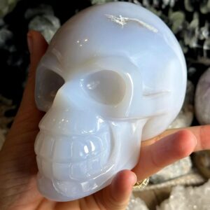 Large Blue Chalcedony Crystal Skull - Turkish Gemstone Carving (4 3/4")