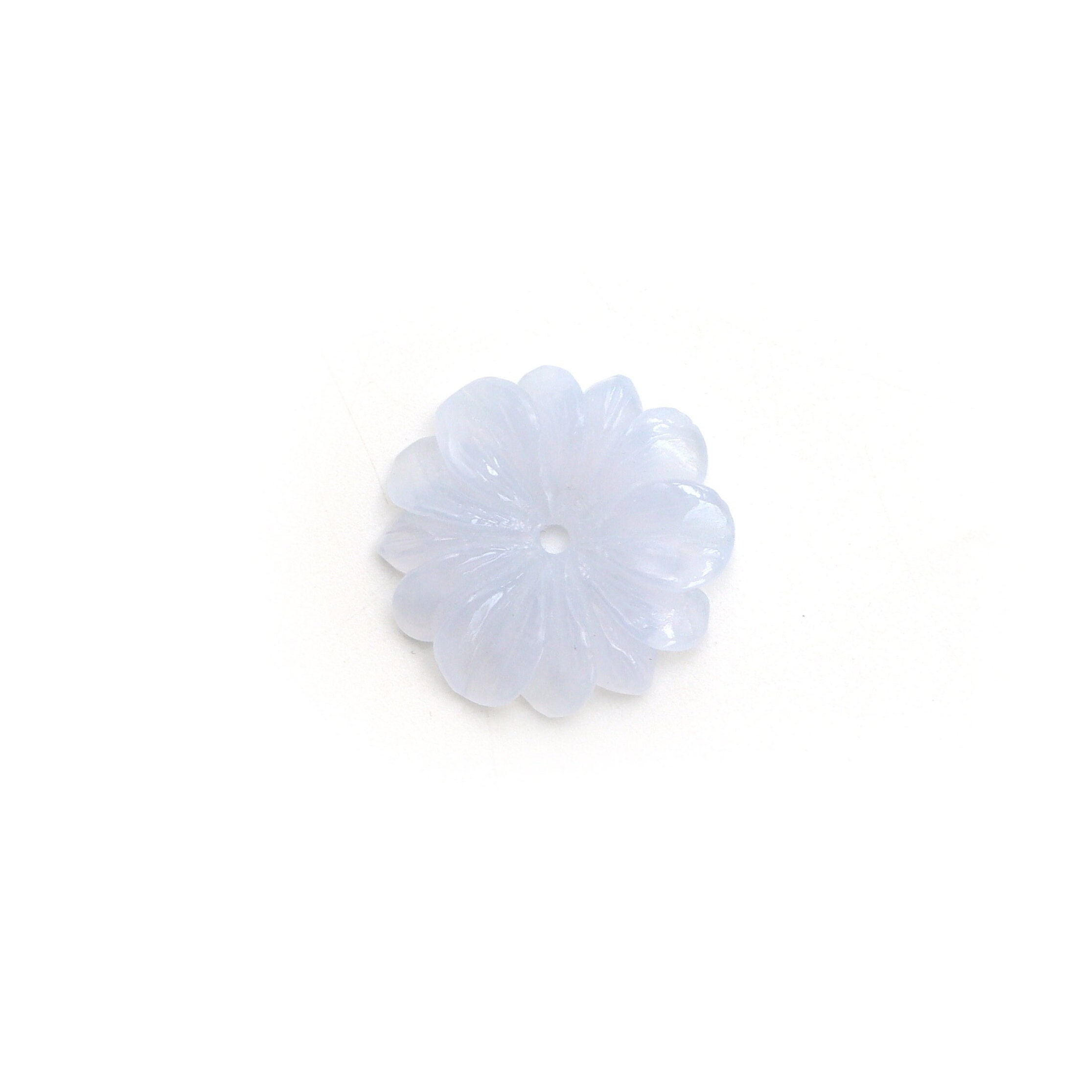 Natural Blue Chalcedony Flower Carving Loose Gemstone, 25x25 Mm, Blue Chalcedony Jewelry Making Gemstone, 1 Piece
