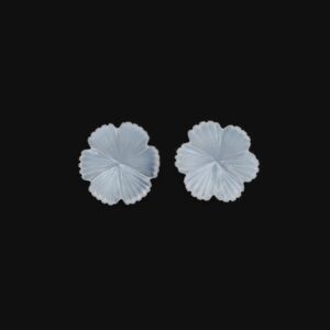 Natural Blue Chalcedony Flower Carving Loose Gemstone, 23x25 Mm, Blue Chalcedony Jewelry Making Gemstone, Pair ( 2 Pieces )