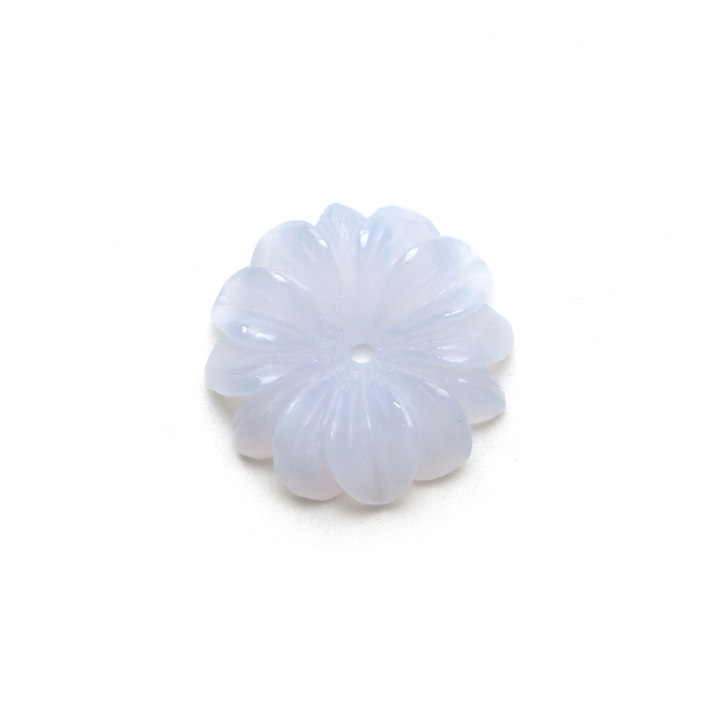 Natural Blue Chalcedony Flower Carving Loose Gemstone, 26.5x26.5 Mm, Blue Chalcedony Jewelry Making Gemstone, 1 Piece