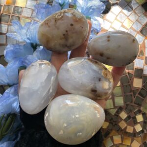 Blue Chalcedony Palm Stone, Blue Chalcedony, Qty. 1 Chunky Palm