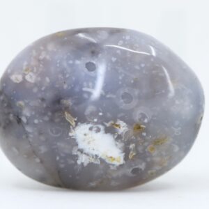 Blue Chalcedony Palm Stone With Orbs