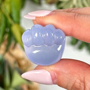 Blue Chalcedony Paw Print | 5g | - No. 908 (polished Crystal Dog Carving, Throat Chakra, Peace) Blue Chalcedony Paw Print | 5g | - No. 908 (polished Crystal Dog Carving, Throat Chakra, Peace)