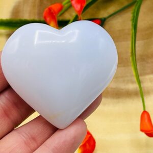 Blue Chalcedony Puffy Heart, Healing Crystals, Throat Chakra Crystal