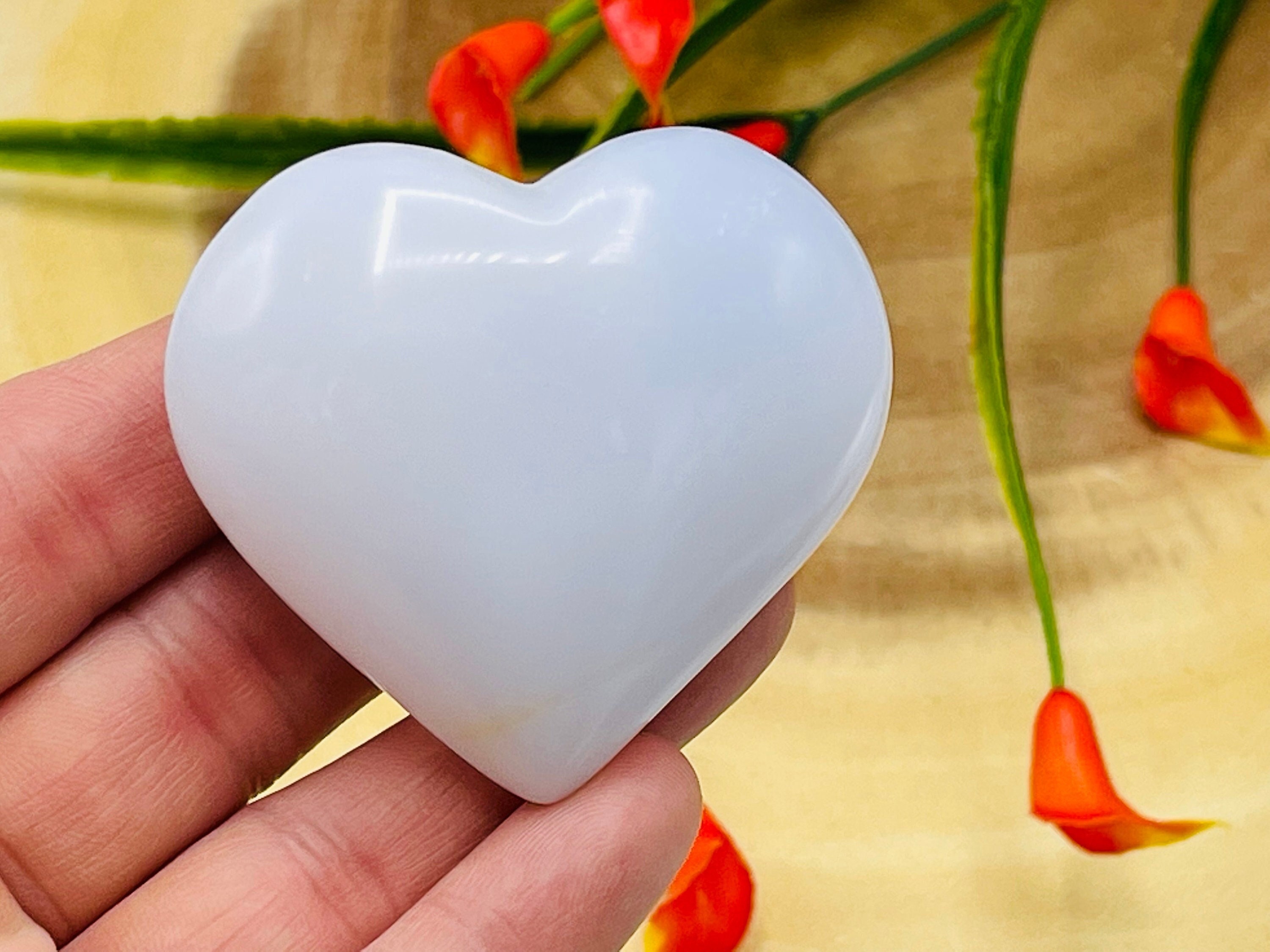 Blue Chalcedony Puffy Heart, Healing Crystals, Throat Chakra Crystal Blue Chalcedony Puffy Heart, Healing Crystals, Throat Chakra Crystal