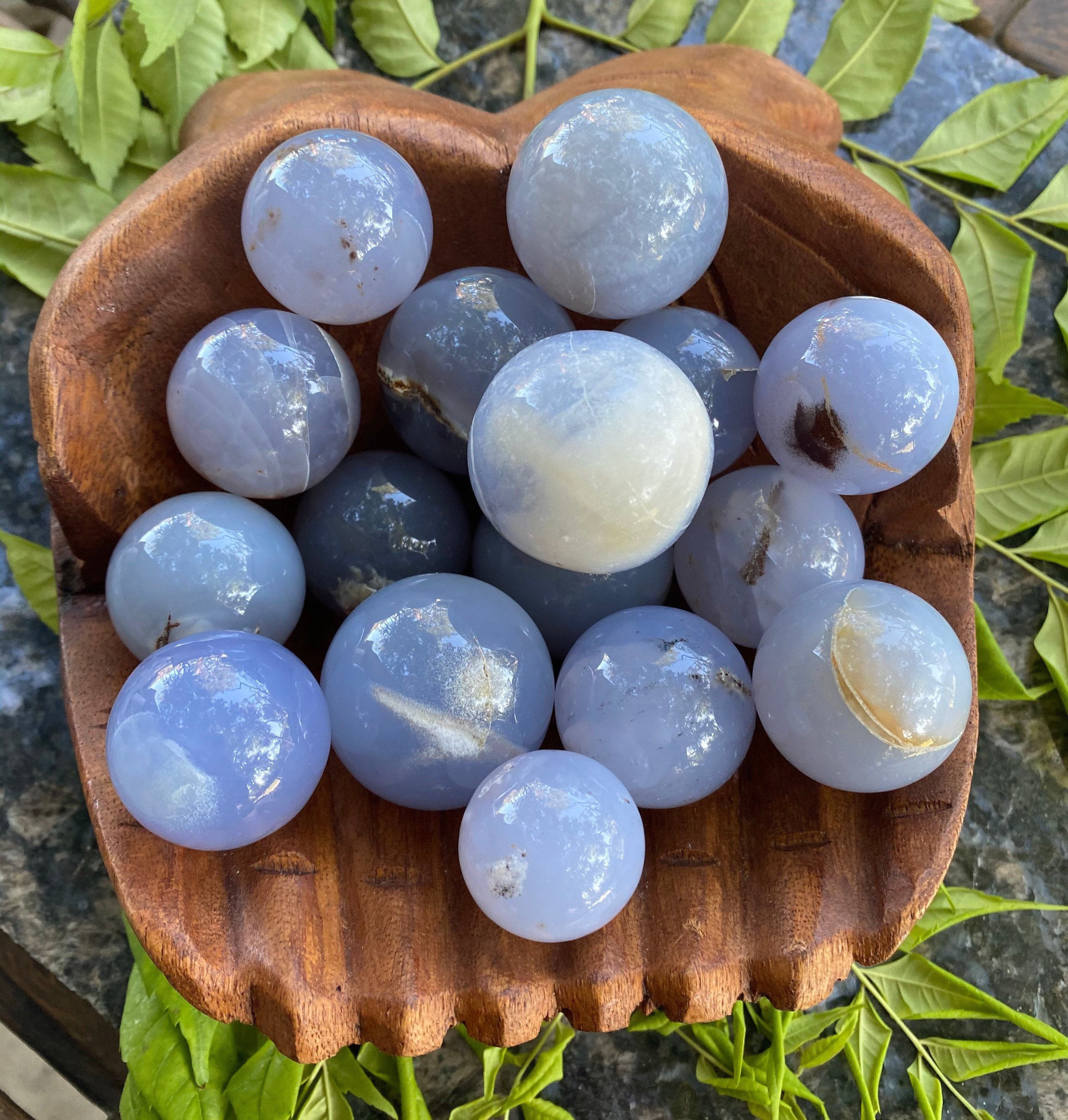 Blue Chalcedony Sphere, Blue Chalcedony, Qty. 1 Blue Chalcedony Sphere, Blue Chalcedony, Qty. 1
