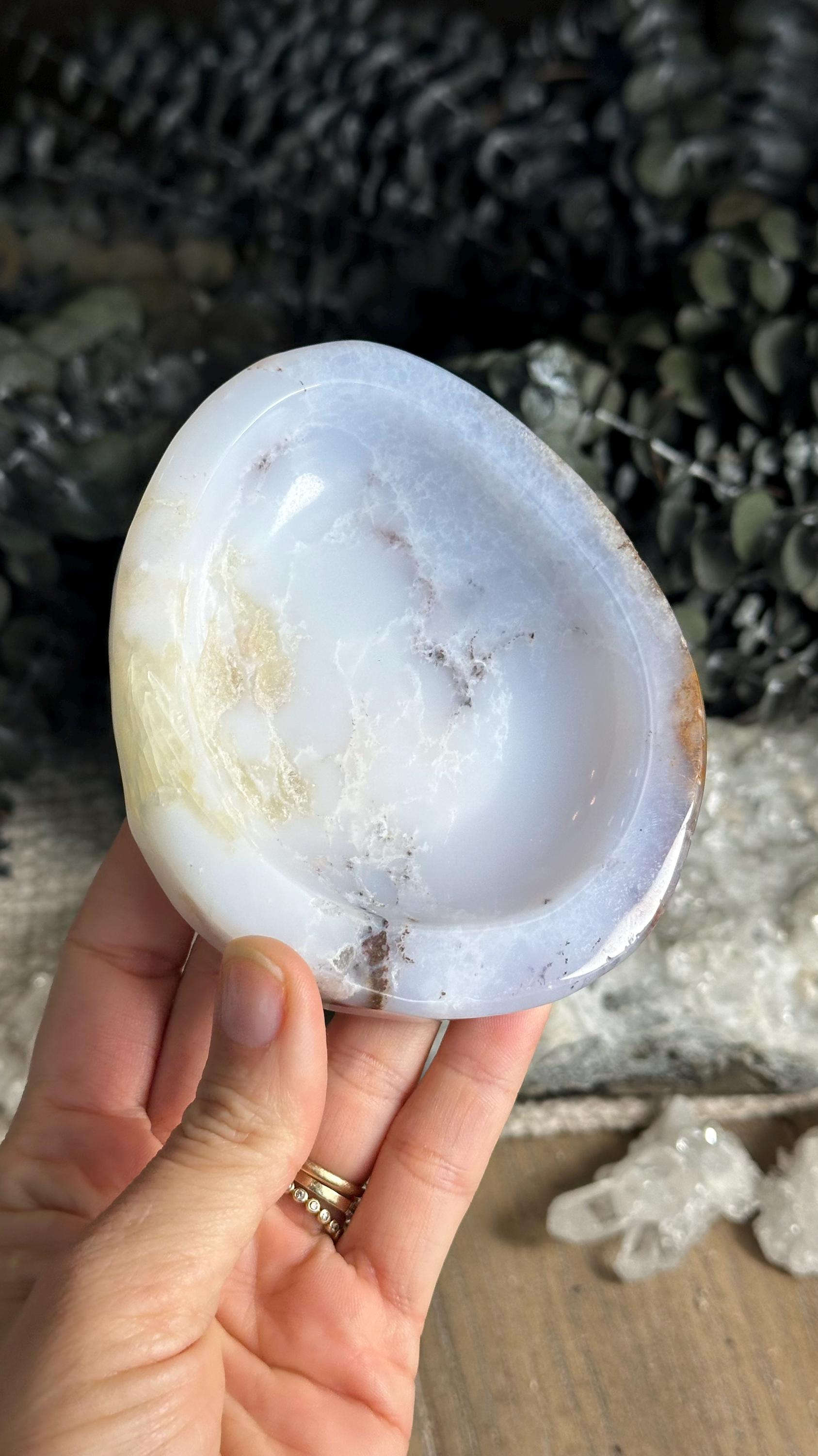 Turkish Blue Chalcedony Bowl, Dish, Ring Holder, Jewelry Holder, Turkey