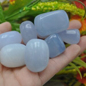 Blue Chalcedony Tumbled Stone, Polished Tumbled Gemstones,  Healing Pocket stone Crystals, Throat Chakra