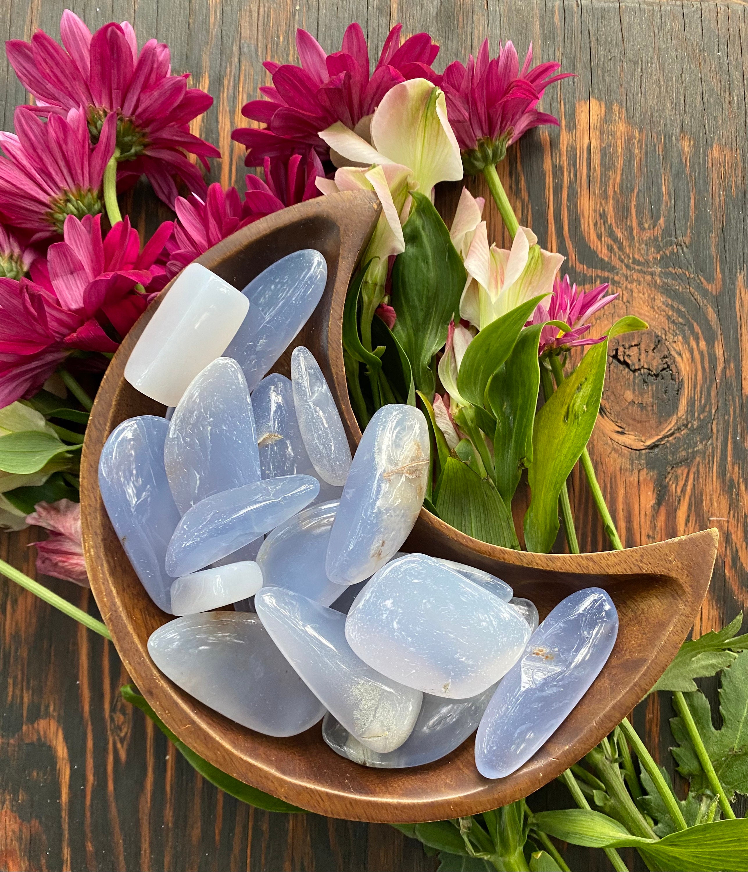 Blue Chalcedony Tumble, Blue Chalcedony, Qty. 1 Tumble
