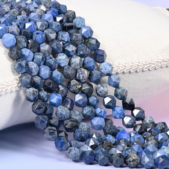 Blue Dumortierite Beads: Faceted Diamond Star Cut, 6-10mm, 15.5 Inch Strand