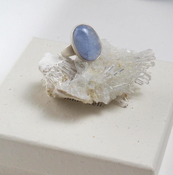 Blue Dumortierite Ring | Sterling Silver Ring, Minimalist Futurism Spiritual Gift