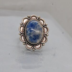 Blue Dumortierite Ring: Sterling Silver Statement Ring Blue Dumortierite Ring: Sterling Silver Statement Ring