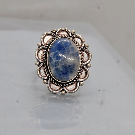 Blue Dumortierite Ring: Sterling Silver Statement Ring