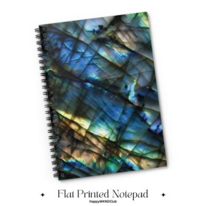 Blue Labradorite Gemstone Spiral Lined Notebook, Crystal Journal, Healing Stone Journal, Spiritual Stationery, Witchy Gift, Mystic Aesthetic