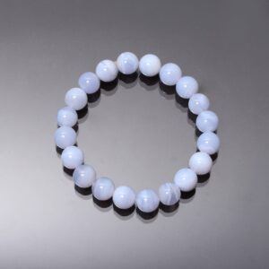 Blue Lace Agate Bracelet, 11mm Round Gemstone Beads Blue Lace Agate Bracelet, 11mm Round Gemstone Beads