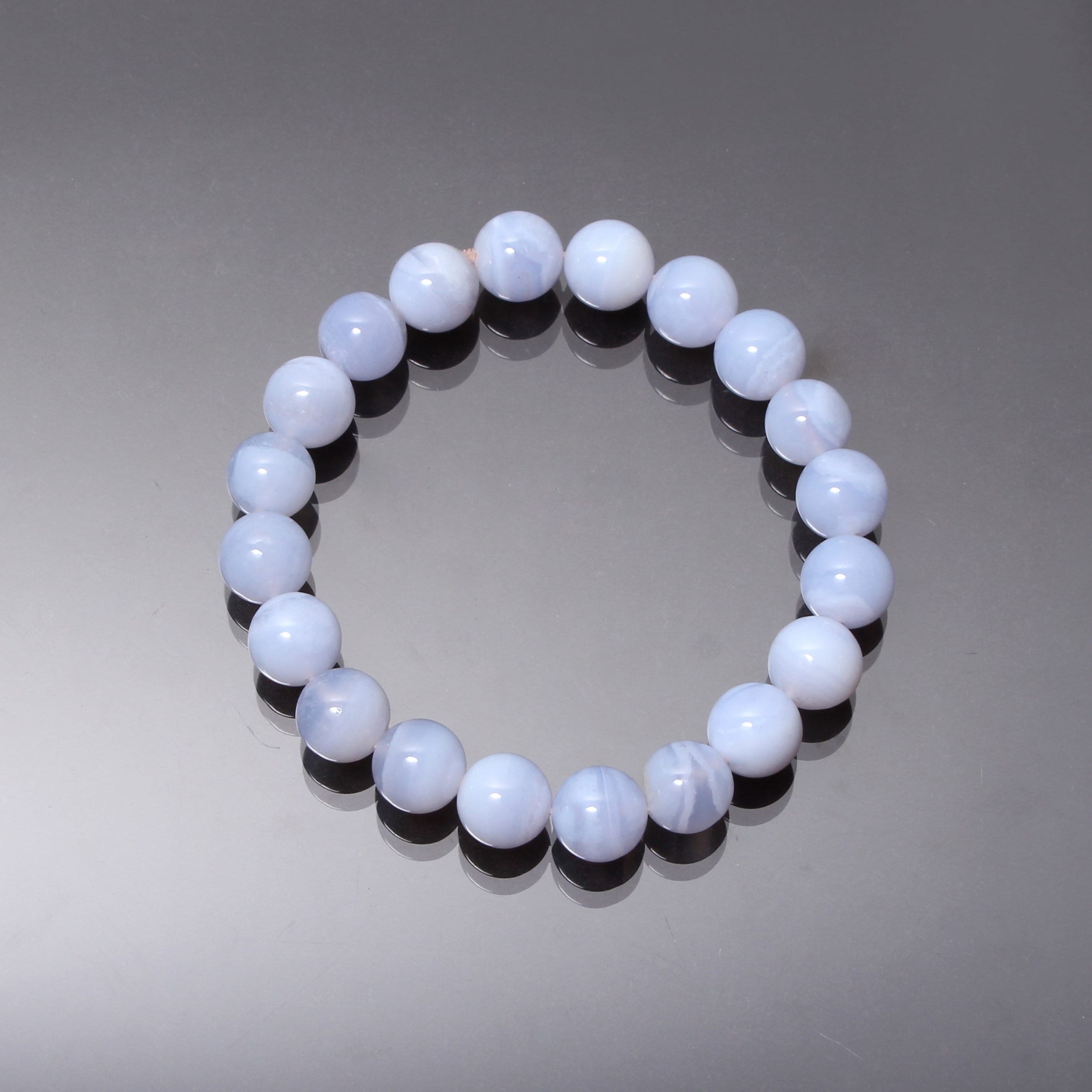 Blue Lace Agate Bracelet, 11mm Round Gemstone Beads Blue Lace Agate Bracelet, 11mm Round Gemstone Beads