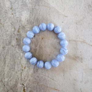Blue Lace Agate Bracelet - 12mm Stretch Handcrafted Blue Lace Agate Bracelet - 12mm Stretch Handcrafted