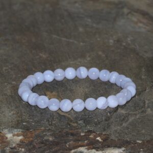 Blue Lace Agate Bracelet: 6mm Semiopaque Chalcedony Gemstone Blue Lace Agate Bracelet: 6mm Semiopaque Chalcedony Gemstone