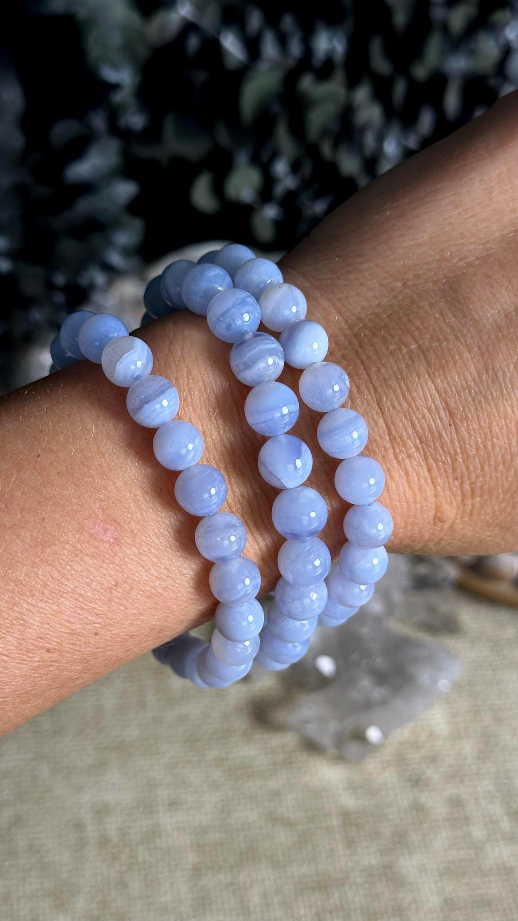 8mm Blue Lace Agate Bead Bracelet 8mm Blue Lace Agate Bead Bracelet