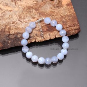 Aaa Blue Lace Agate Beaded Bracelet - 10.5mm Smooth Round Gemstone - Handmade - Unisex - Custom Length Aaa Blue Lace Agate Beaded Bracelet - 10.5mm Smooth Round Gemstone - Handmade - Unisex - Custom Length
