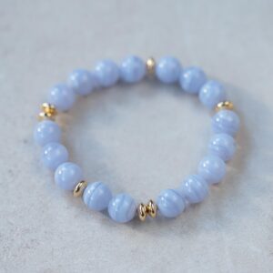 AAAA+ Blue lace agate 10mm, AAAA+ Blue Lace Agate Bracelet, [EBBM1876] AAA+ Blue Lace Agate Bracelet, Blue Lace Agate Beaded Bracelet