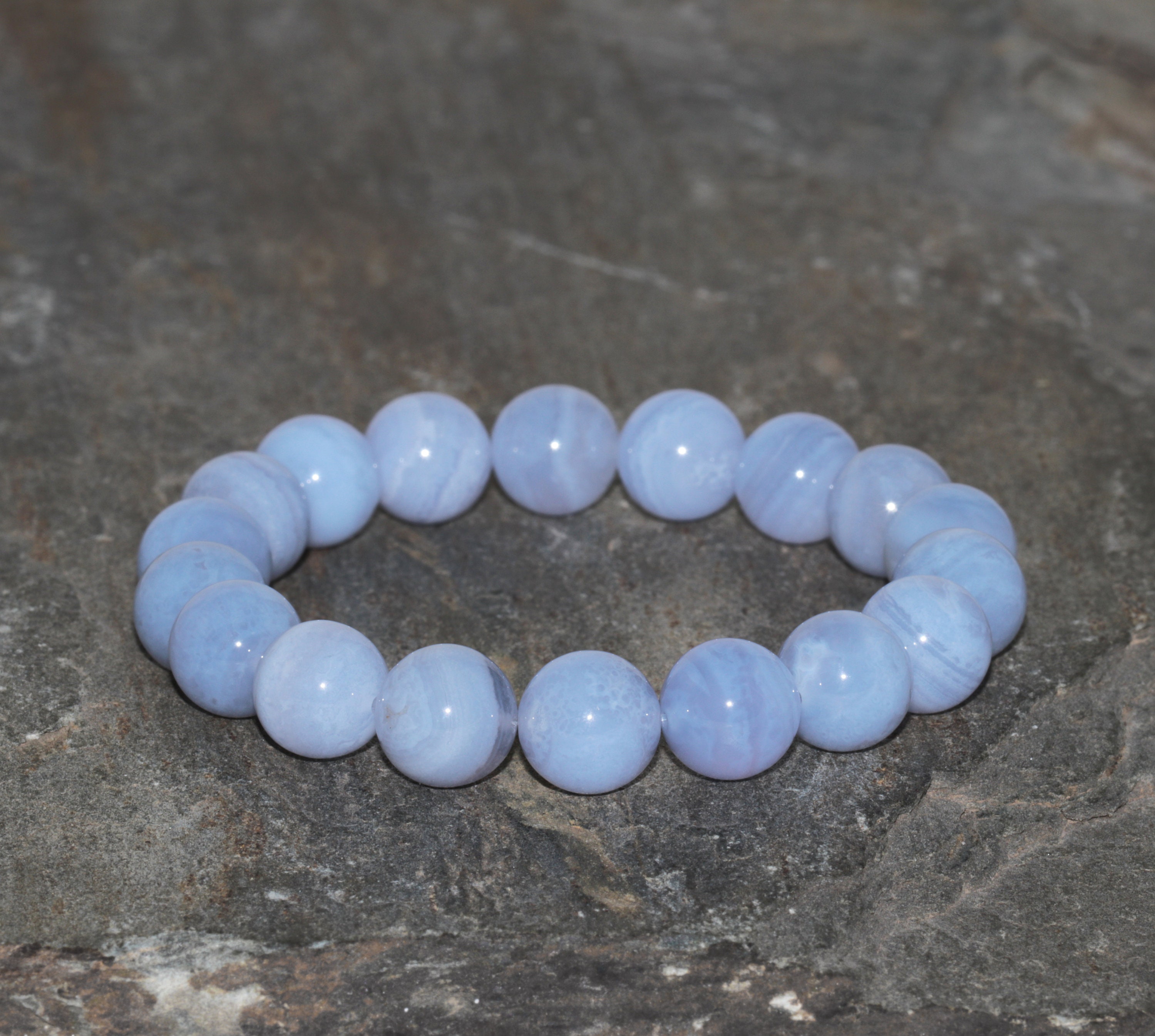 Blue Lace Agate Bracelet, Brazilian Gemstone Beaded Bracelet