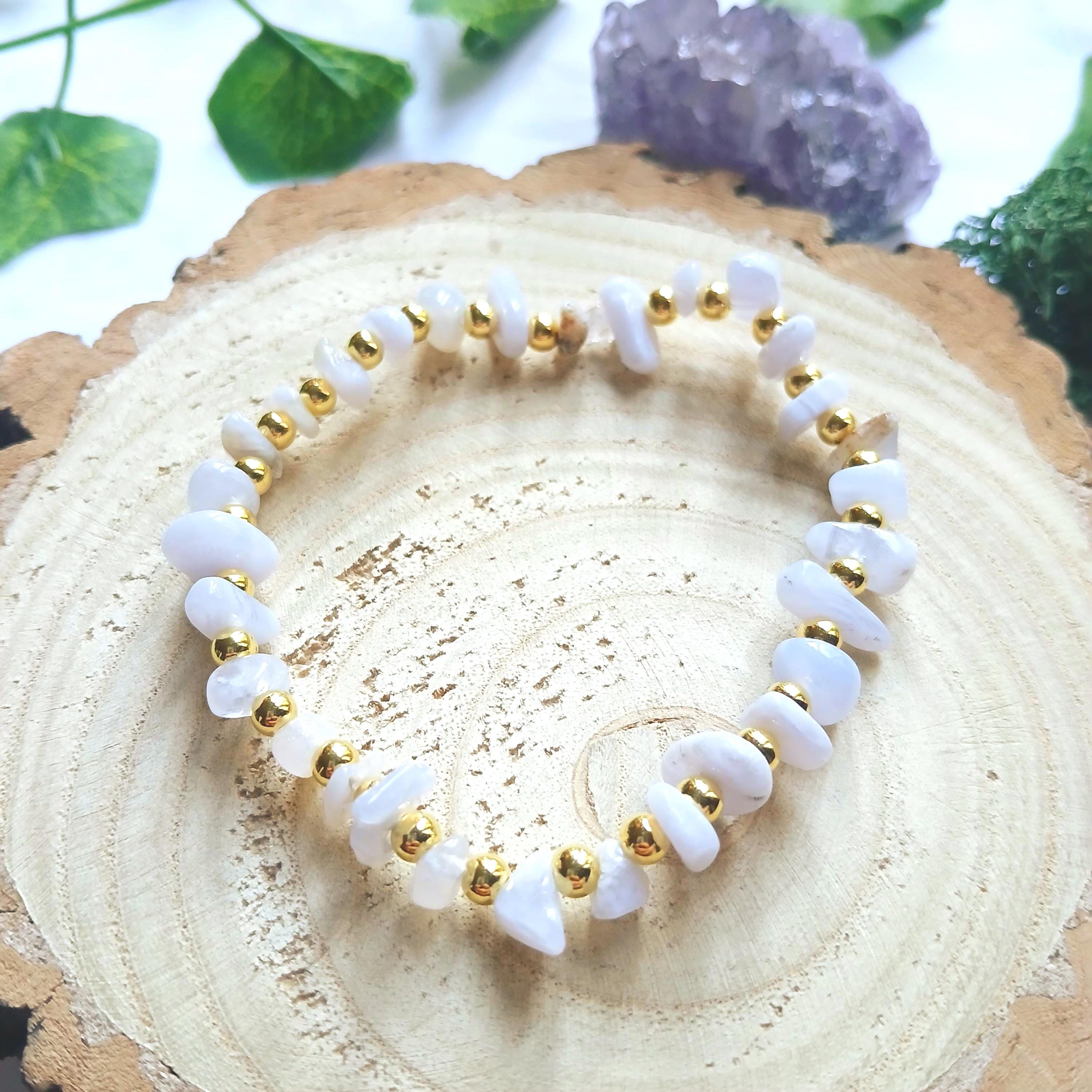 Delicate Gold Spacer Bracelet - Blue Lace Agate Delicate Gold Spacer Bracelet - Blue Lace Agate