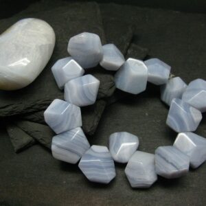 Blue Lace Agate Genuine Bracelet ~ 7.5 Inches ~ 20mm Facet Beads Blue Lace Agate Genuine Bracelet ~ 7.5 Inches ~ 20mm Facet Beads
