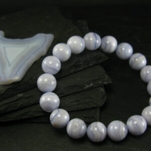 Blue Lace Agate Genuine Bracelet ~ 7 Inches ~ 12mm Round Beads Blue Lace Agate Genuine Bracelet ~ 7 Inches ~ 12mm Round Beads