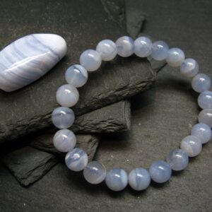 Blue Lace Agate Genuine Bracelet ~ 7 Inches ~ 8mm Round Beads Blue Lace Agate Genuine Bracelet ~ 7 Inches ~ 8mm Round Beads
