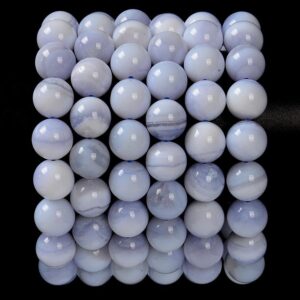 Natural Chalcedony Blue Lace Agate Gemstone Round Bracelet 10mm 7.5 Inch Strand (80019964-s42) Natural Chalcedony Blue Lace Agate Gemstone Round Bracelet 10mm 7.5 Inch Strand (80019964-s42)