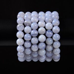 Natural Chalcedony Blue Lace Agate Gemstone Round Bracelet 10mm 10-11mm 7.5 Inch Strand (s45) Natural Chalcedony Blue Lace Agate Gemstone Round Bracelet 10mm 10-11mm 7.5 Inch Strand (s45)