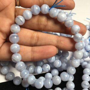 Natural Blue Lace Agate Plain Round Gemstone Beaded Bracelet, 7.5-8 Mm Stretchable Bracelet, Delicate Bracelet, November Birthstone Gift Natural Blue Lace Agate Plain Round Gemstone Beaded Bracelet, 7.5-8 Mm Stretchable Bracelet, Delicate Bracelet, November Birthstone Gift