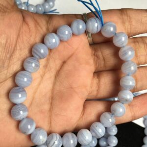 Natural Blue Lace Agate Plain Round Gemstone Beaded Bracelet, 8-8.5 Mm Stretchable Bracelet, Delicate Bracelet, November Birthstone Gift Natural Blue Lace Agate Plain Round Gemstone Beaded Bracelet, 8-8.5 Mm Stretchable Bracelet, Delicate Bracelet, November Birthstone Gift