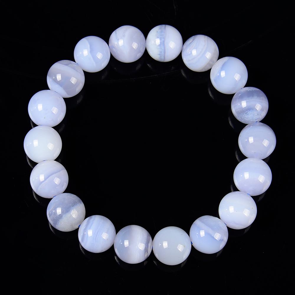 Natural Chalcedony Blue Lace Agate Gemstone Round Bracelet 10mm 10-11mm 7.5 Inch Strand Bulk Lot 1,2,6,12 And 50 (s45)