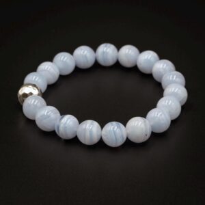 Blue lace agate sterling silver gemstone handmade sky blue bracelet : Gemini gift Blue lace agate sterling silver gemstone handmade sky blue bracelet : Gemini gift