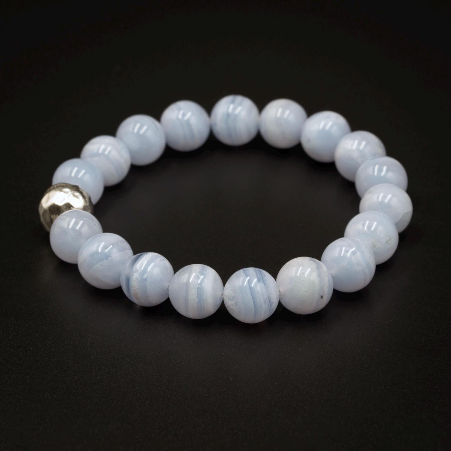 Blue Lace Agate Sterling Silver Gemstone Handmade Sky Blue Bracelet : Gemini Gift Blue Lace Agate Sterling Silver Gemstone Handmade Sky Blue Bracelet : Gemini Gift