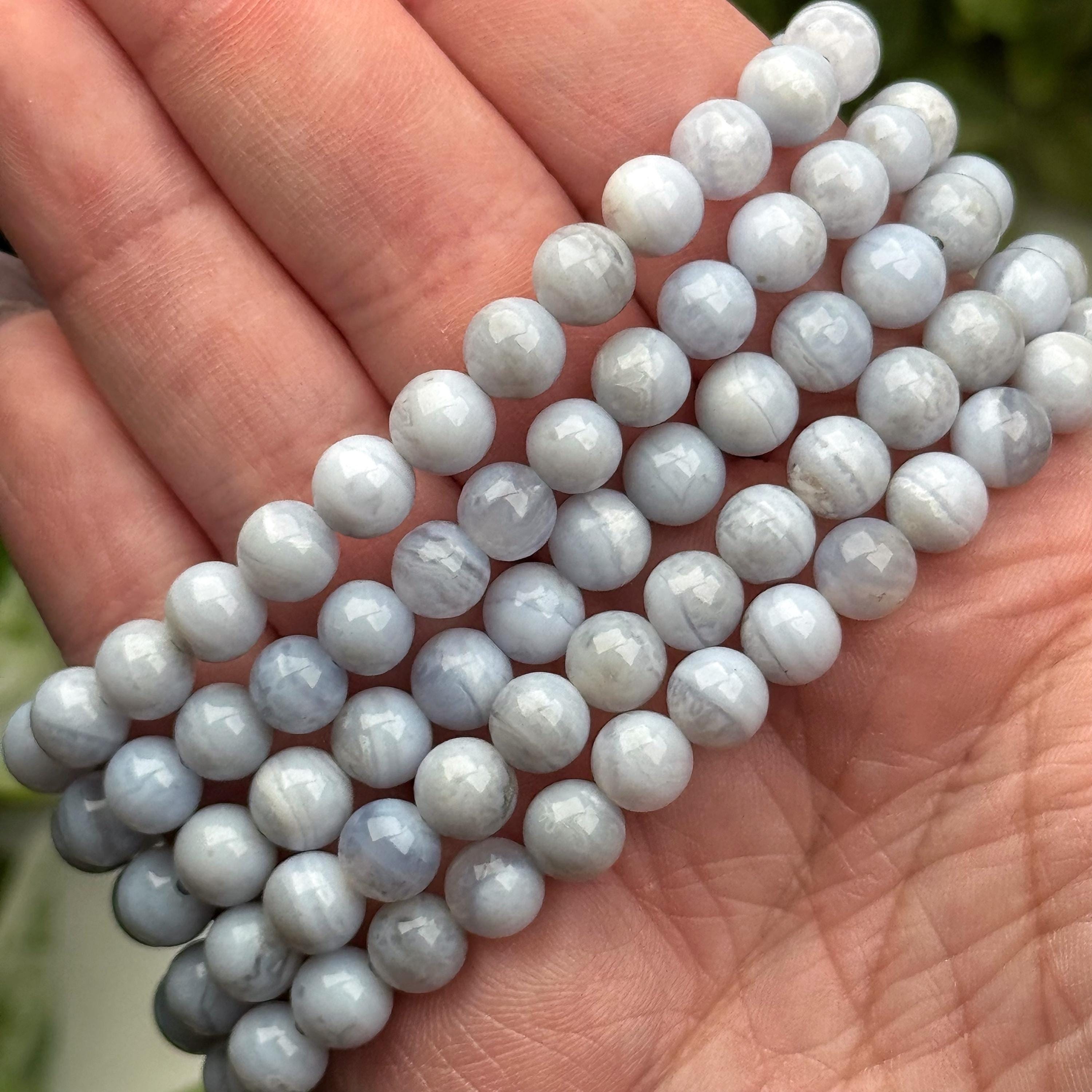 Blue Lace Agate Bracelet | 6-10mm | - No. 738 (polished Blue Crystal Jewelry, Throat Chakra, Peace) Blue Lace Agate Bracelet | 6-10mm | - No. 738 (polished Blue Crystal Jewelry, Throat Chakra, Peace)