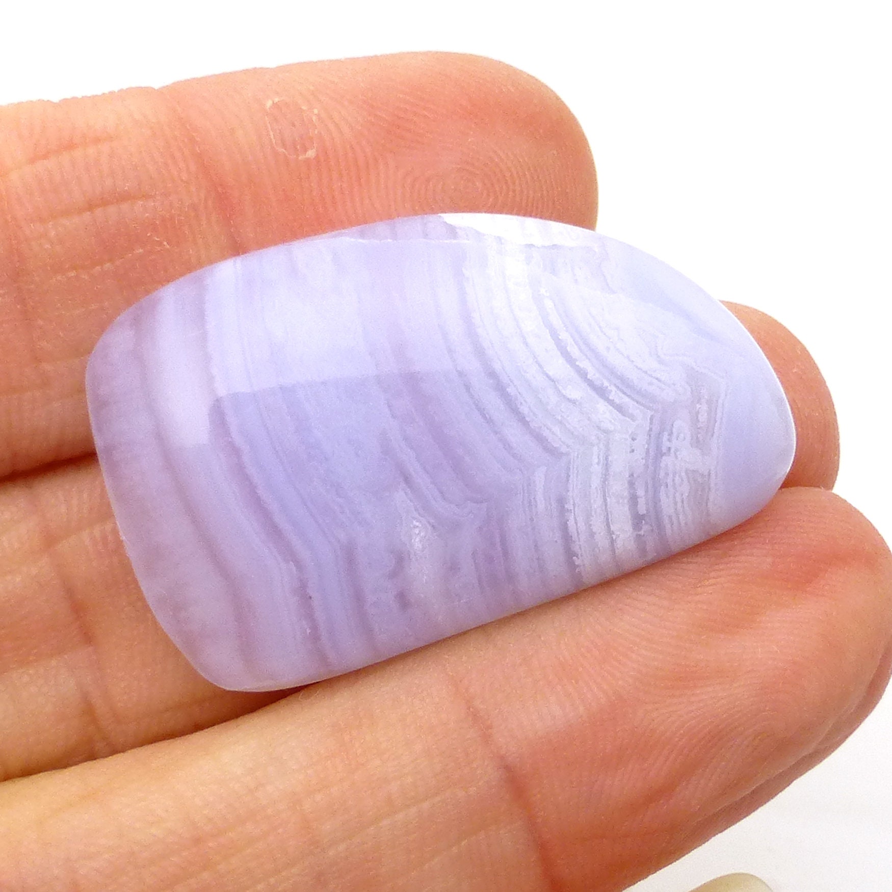 33.32 Carats Blue Lace Agate Cabochon Natural Purple Periwinkle Handcut Handmade Lapidary Lisajoy Sachs Banded One Of A Kind Unique