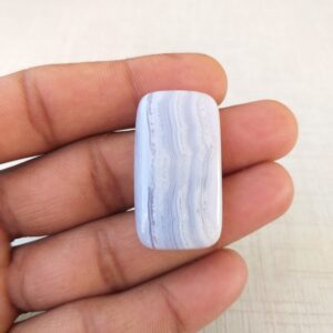 Blue Lace Agate Cabochon: Baguette Gemstone, 40 Carat Blue Lace Agate Cabochon: Baguette Gemstone, 40 Carat