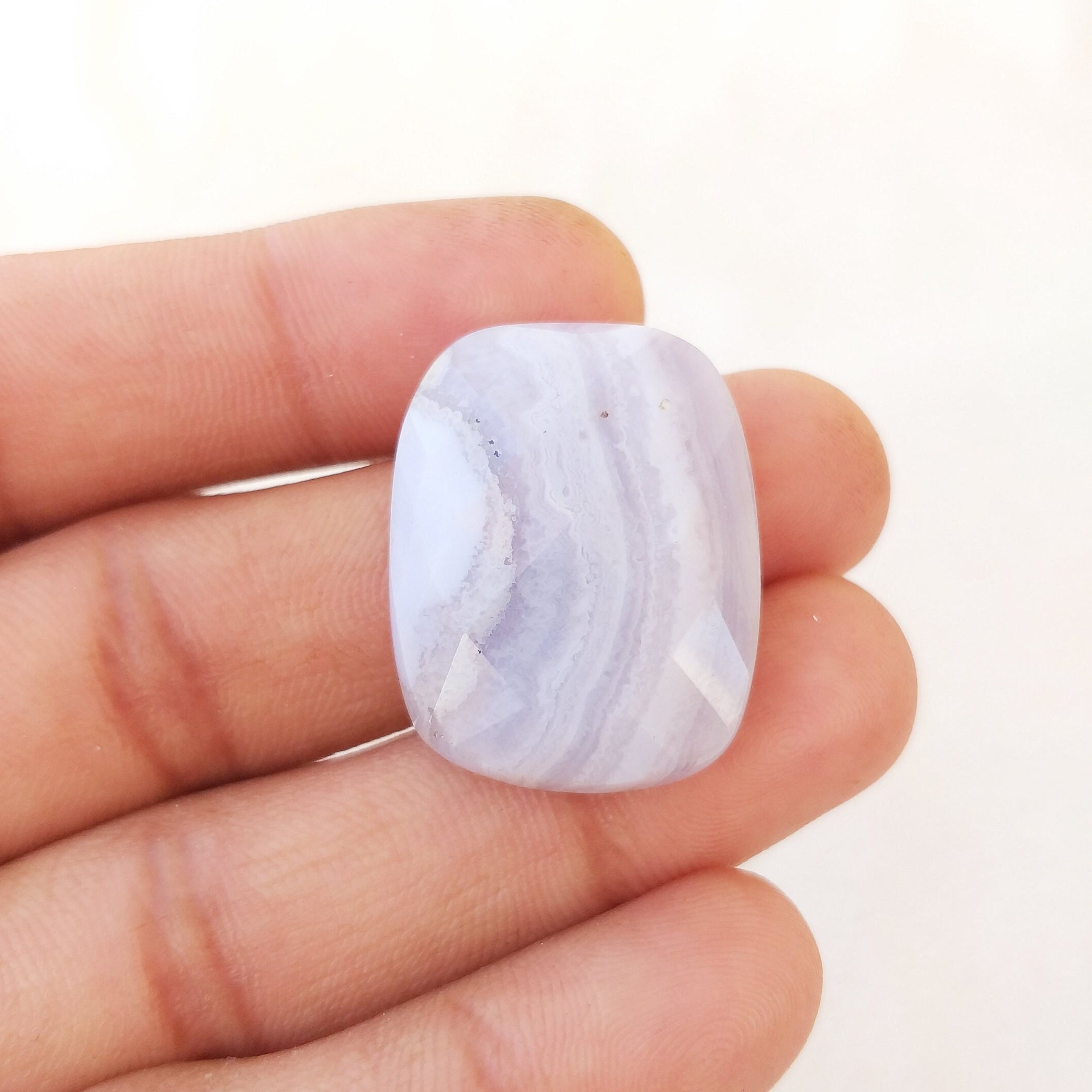 Blue Lace Agate Faceted Baguette Cabochon - 47.3 Carat Blue Lace Agate Faceted Baguette Cabochon - 47.3 Carat