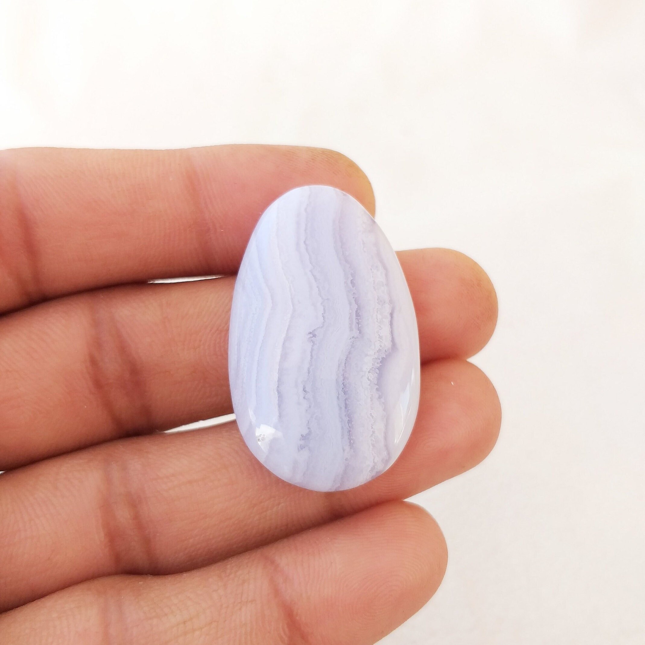 Blue Lace Agate Cabochon: Fancy Gemstone, 47.4 Carat