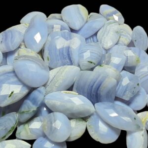 Blue Lace Agate Gemstone: Mix Shape Checker Cabochons Blue Lace Agate Gemstone: Mix Shape Checker Cabochons
