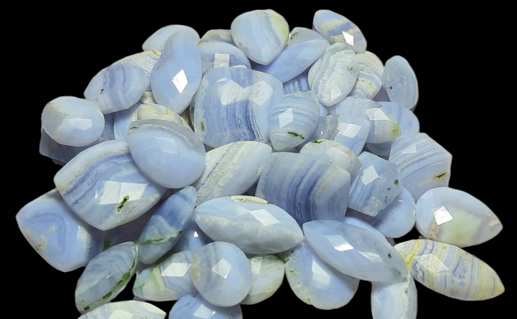 Blue Lace Agate Gemstone: Mix Shape Checker Cabochons