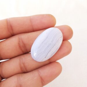 Blue Lace Agate Cabochon: Oval Gemstone, 41.2 Carat Blue Lace Agate Cabochon: Oval Gemstone, 41.2 Carat